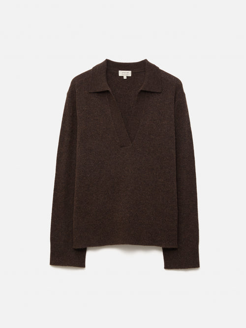 Compact Wool Collar Jumper | Brown