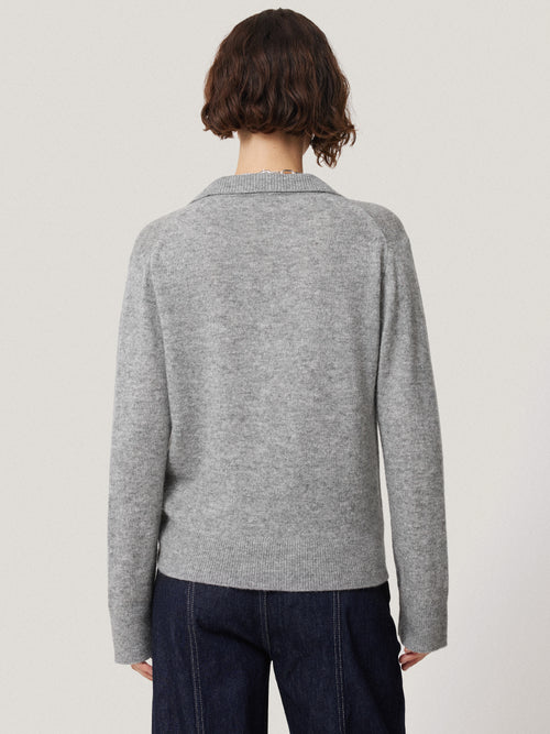 Wool Cashmere Blend Collar Jumper | Light Grey