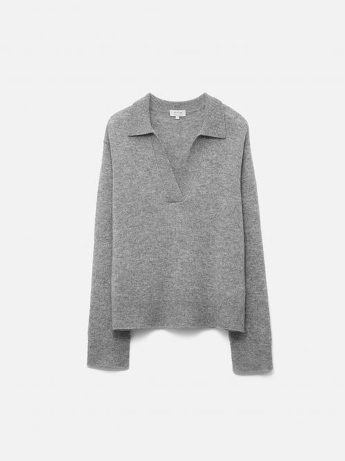 Wool Cashmere Blend Collar Jumper | Light Grey