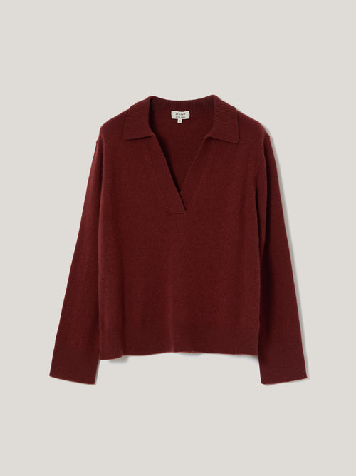 Compact Wool Collar Jumper | Red