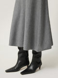 Merino Knitted A-line Skirt | Grey