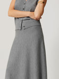 Merino Knitted A-line Skirt | Grey