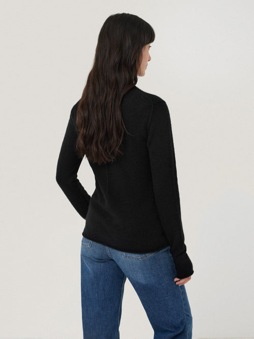 Cloud Cashmere Polo Jumper | Black