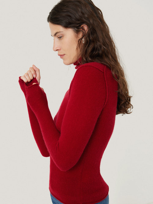 Cloud Cashmere Polo Jumper | Red