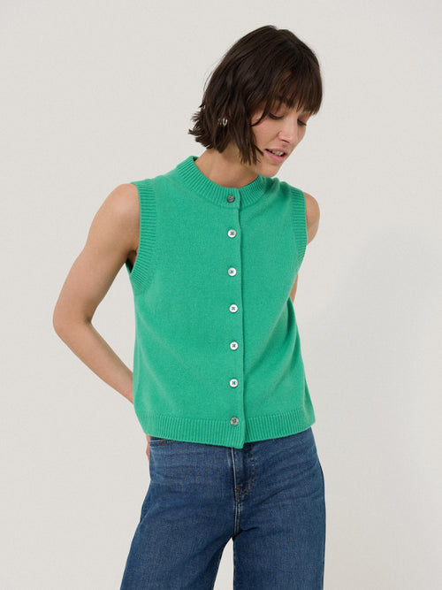 Wool Cashmere Blend Waistcoat | Green