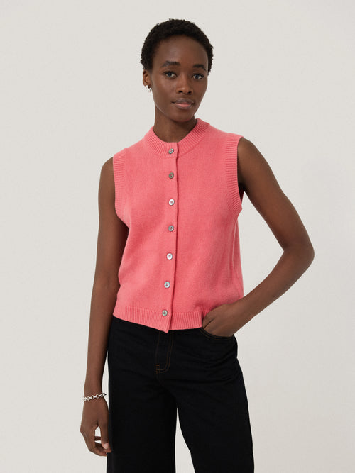 Wool Cashmere Blend Waistcoat | Pink