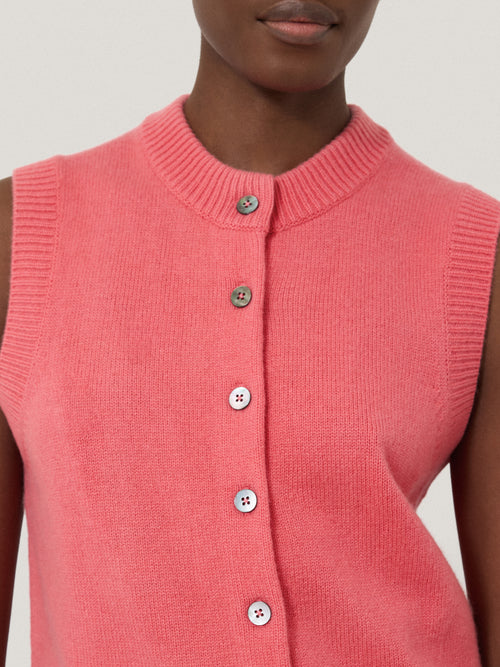 Wool Cashmere Blend Waistcoat | Pink