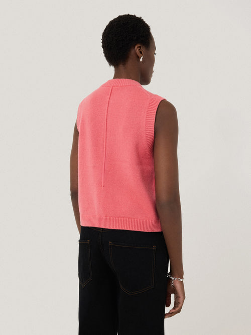 Wool Cashmere Blend Waistcoat | Pink