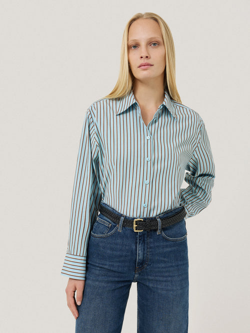 Cotton Stripe Shirt | Blue