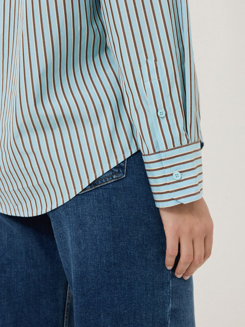 Cotton Stripe Shirt | Blue