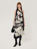 Collage Print Scarf Dress | Monochrome