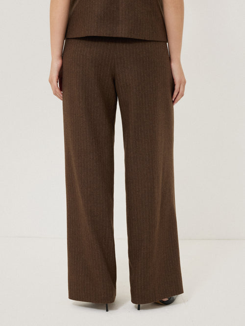 Kemp Wool Pinstripe Trouser | Brown