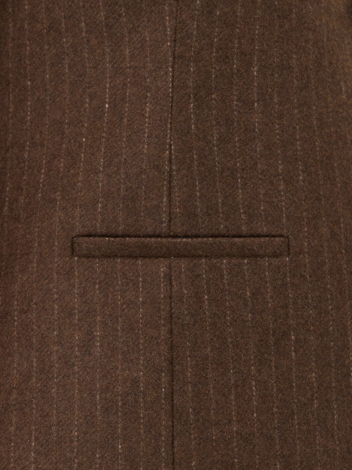 Wool Pinstripe Waistcoat | Brown