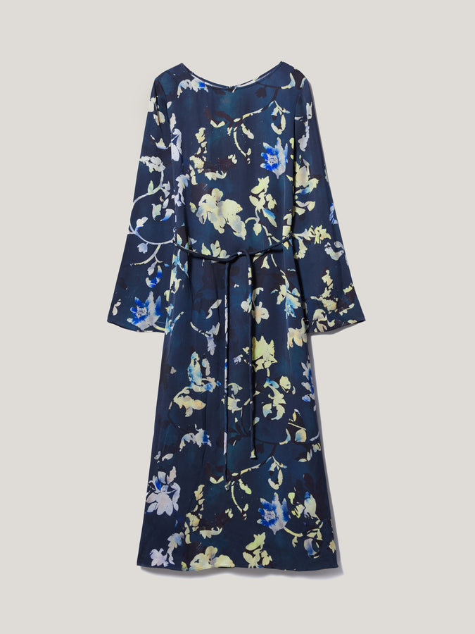 Hidden Floral Satin Dress | Navy