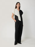 Sculptural Silk Twill Top | Monochrome