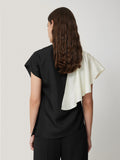 Sculptural Silk Twill Top | Monochrome