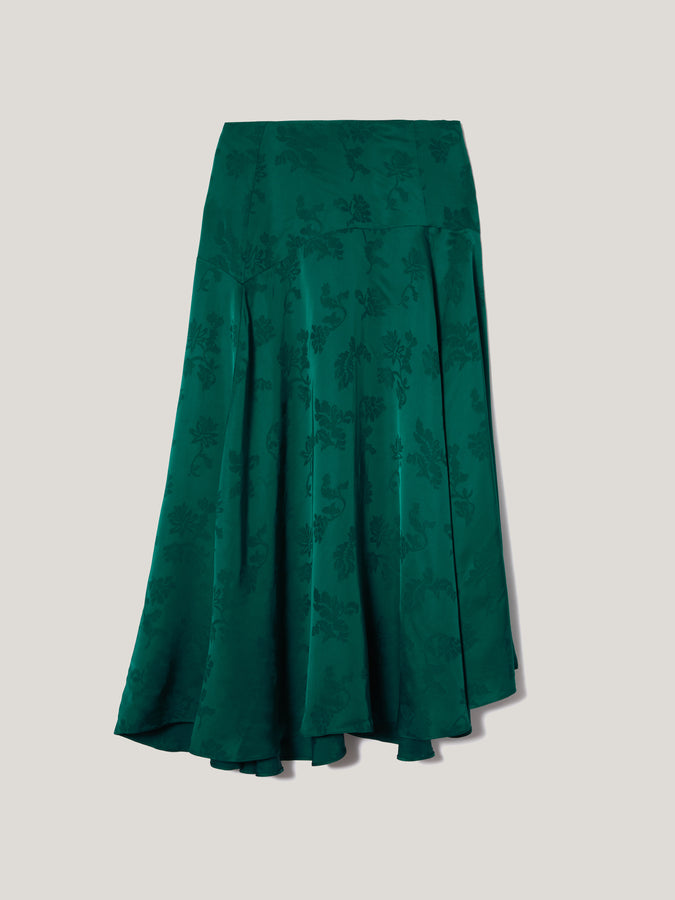 Floral Jacquard Midi Skirt | Green