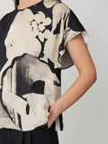 Collage Print Drape Top | Monochrome