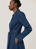 Fluid Denim Belted Shirt Dress | Indigo