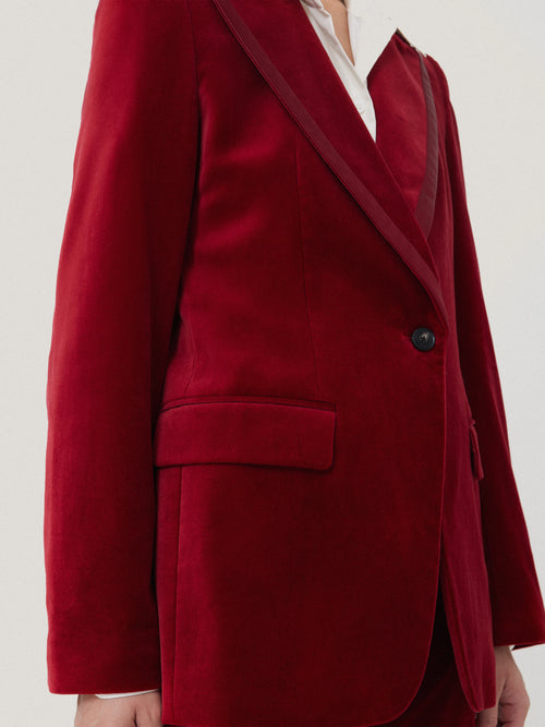 Ashby Velvet Blazer | Red