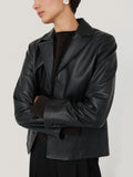 Leather Tailored Blazer | Black