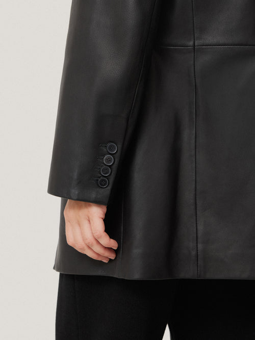 Tailored Leather Blazer | Black