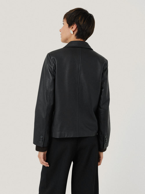 Leather Tailored Blazer | Black