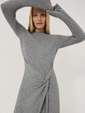 Wool Cashmere Blend Knot Dress | Grey