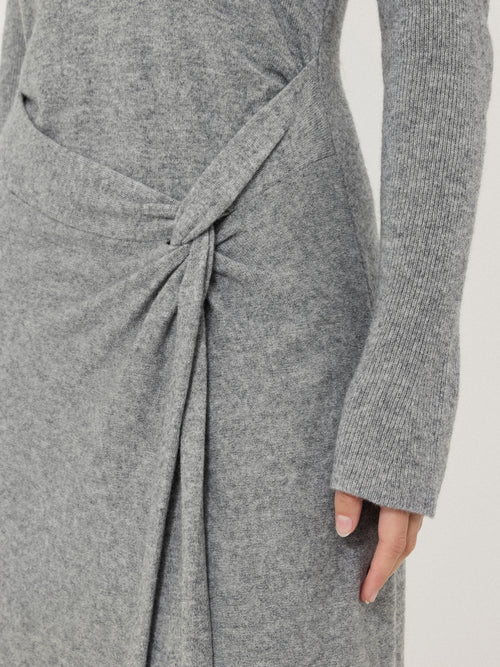 Wool Cashmere Blend Knot Dress | Grey