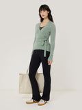 Ribbed Wrap Cardigan | Green