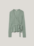 Ribbed Wrap Cardigan | Green