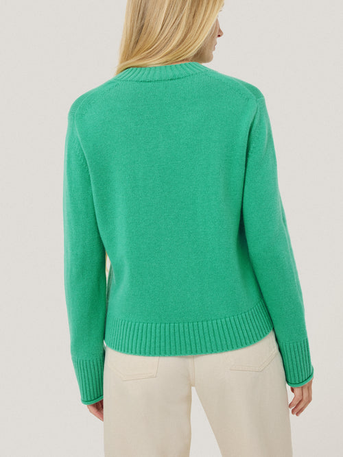 Wool Cashmere Blend V Neck | Green