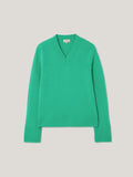 Wool Cashmere Blend V Neck | Green