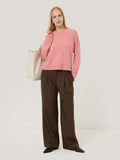 Wool Cashmere Blend V Neck | Pink