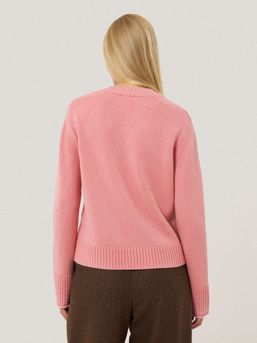 Wool Cashmere Blend V Neck | Pink