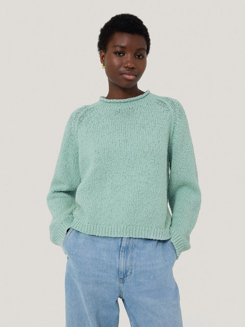 Chunky Textured Cotton Jumper | Mint