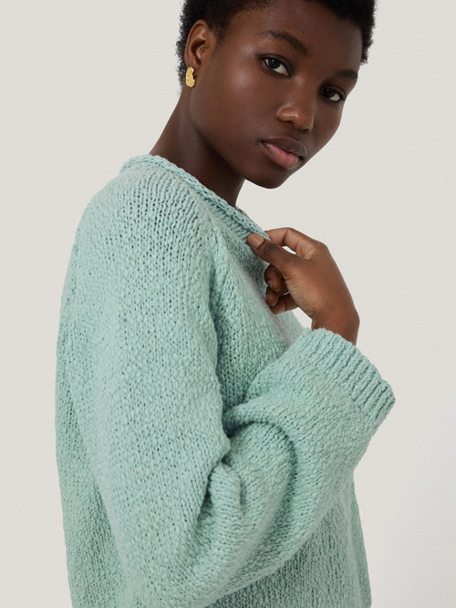 Chunky Textured Cotton Jumper | Mint