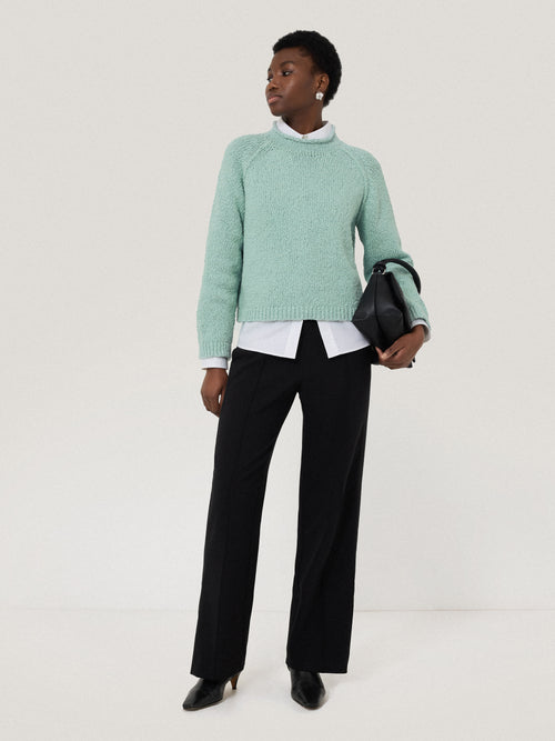 Chunky Textured Cotton Jumper | Mint