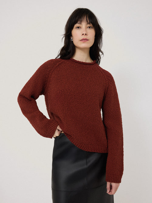 Chunky Textured Cotton Jumper | Red