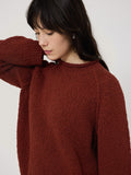 Chunky Textured Cotton Jumper | Red