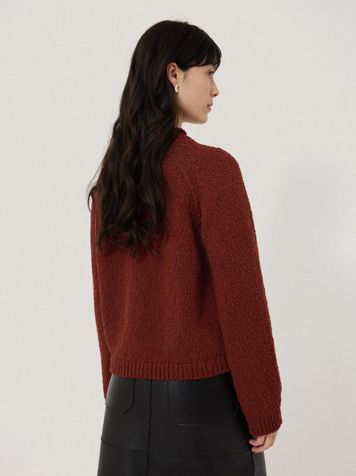 Chunky Textured Cotton Jumper | Red