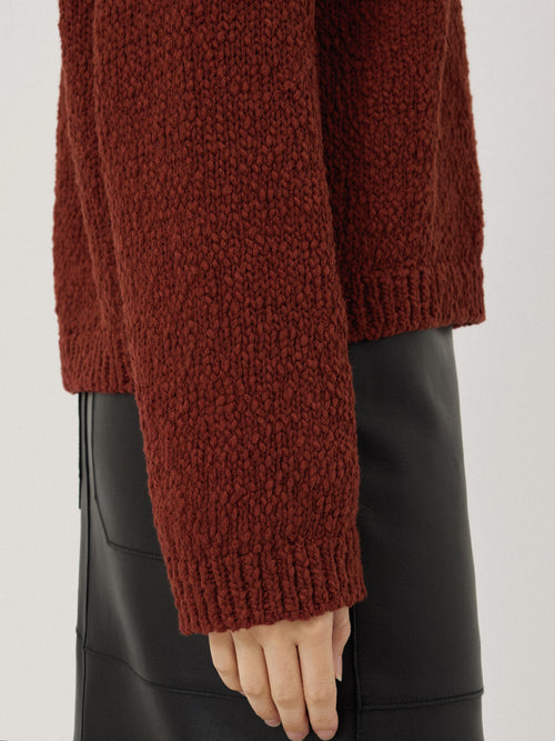 Chunky Textured Cotton Jumper | Red