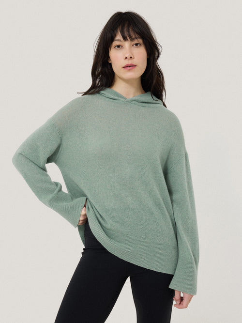 Wool Cashmere Blend Hoodie | Green