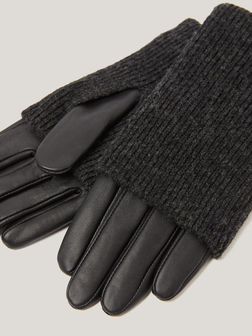 Knitted Leather Glove | Black