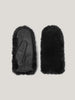 Faux Fur Leather Mitten | Black