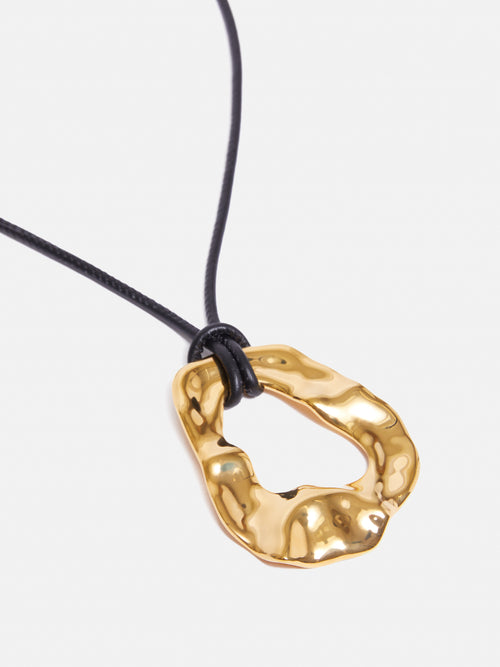 Molten Loop Leather Necklace | Gold