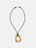 Molten Loop Leather Necklace | Gold