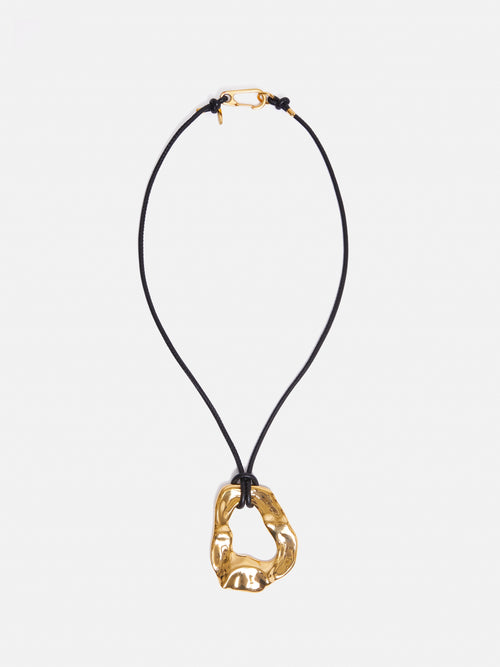 Molten Loop Leather Necklace | Gold