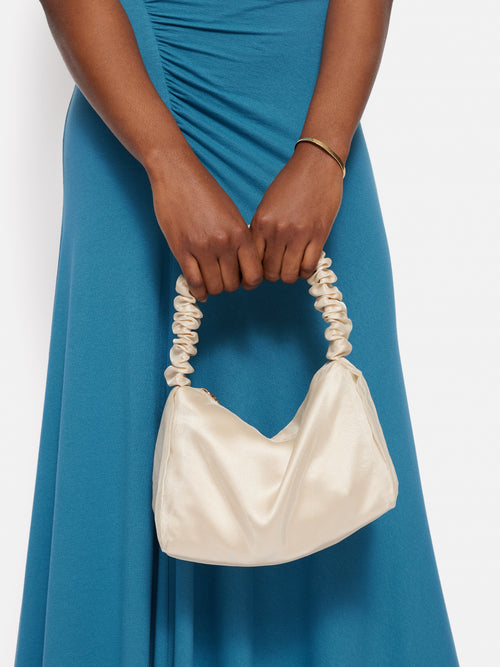 Ruched Organza Mini Bag | Cream