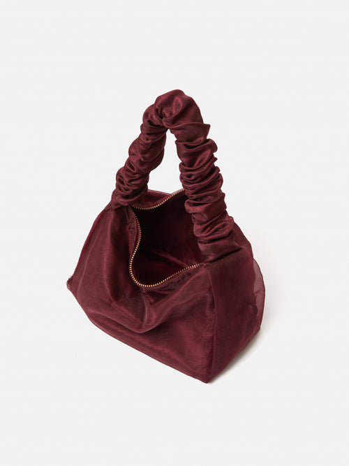 Ruched Organza Mini Bag | Burgundy